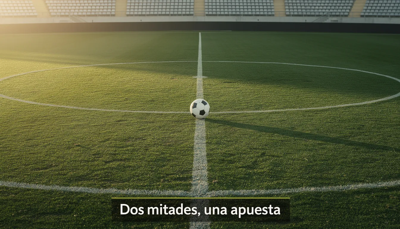 Campo de fútbol profesional con marcador electrónico mostrando un resultado ajustado