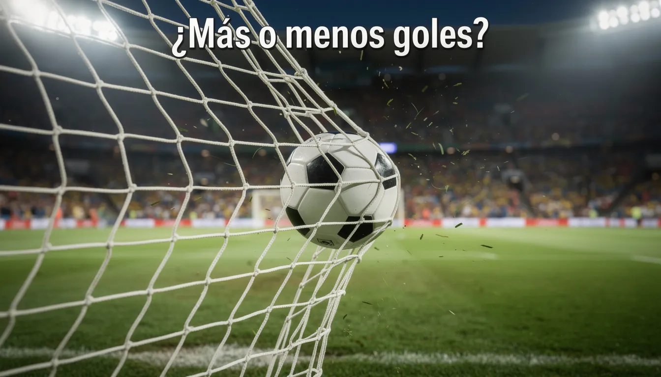 Portería de fútbol vista desde dentro de la red con un balón entrando