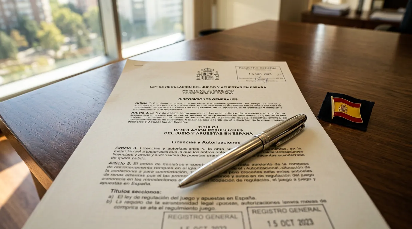 Documento oficial sobre una mesa de despacho con sello institucional y bolígrafo